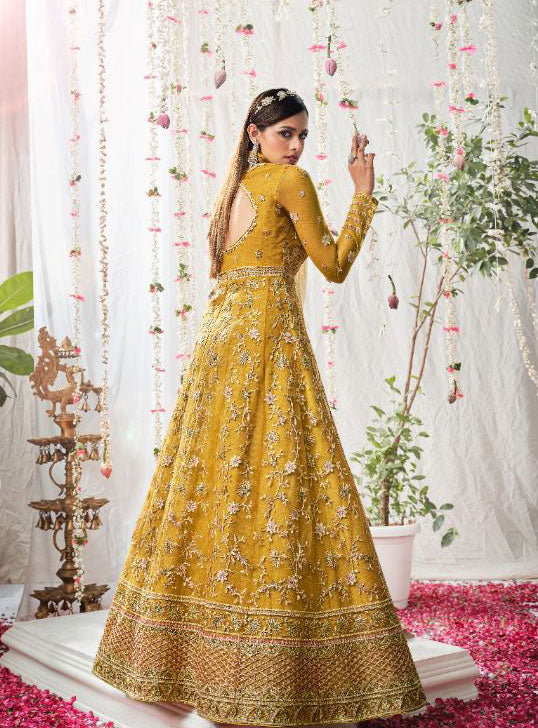 Festive, Reception Gold color Georgette fabric Salwar Kameez : 1735774